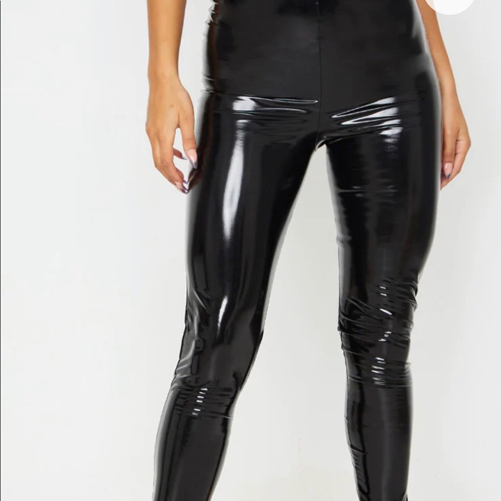 Black High Waisted Vinyl Legging